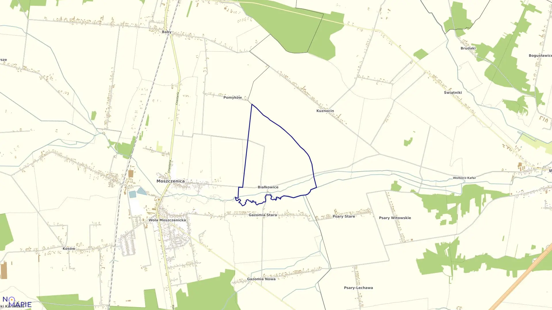 Mapa obrębu BIAŁKOWICE w gminie Moszczenica