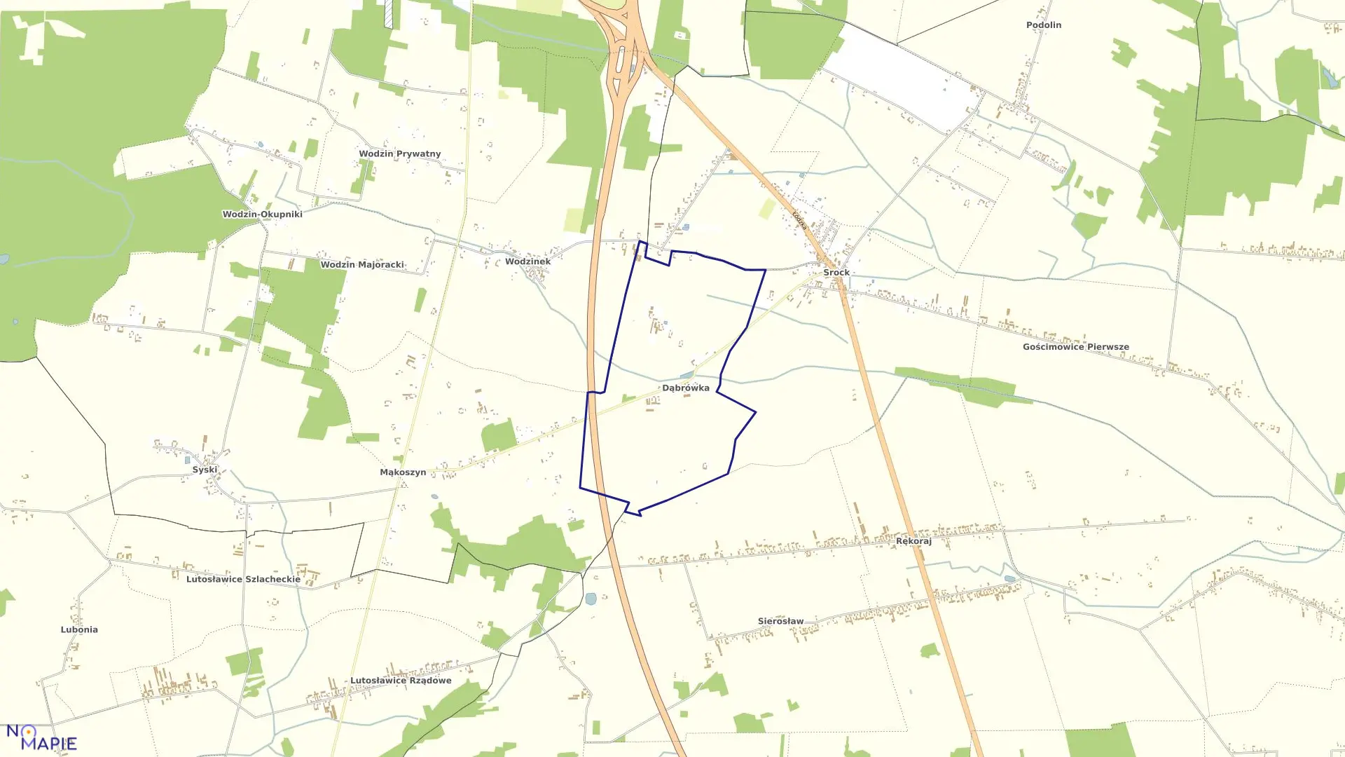 Mapa obrębu DĄBRÓWKA w gminie Moszczenica