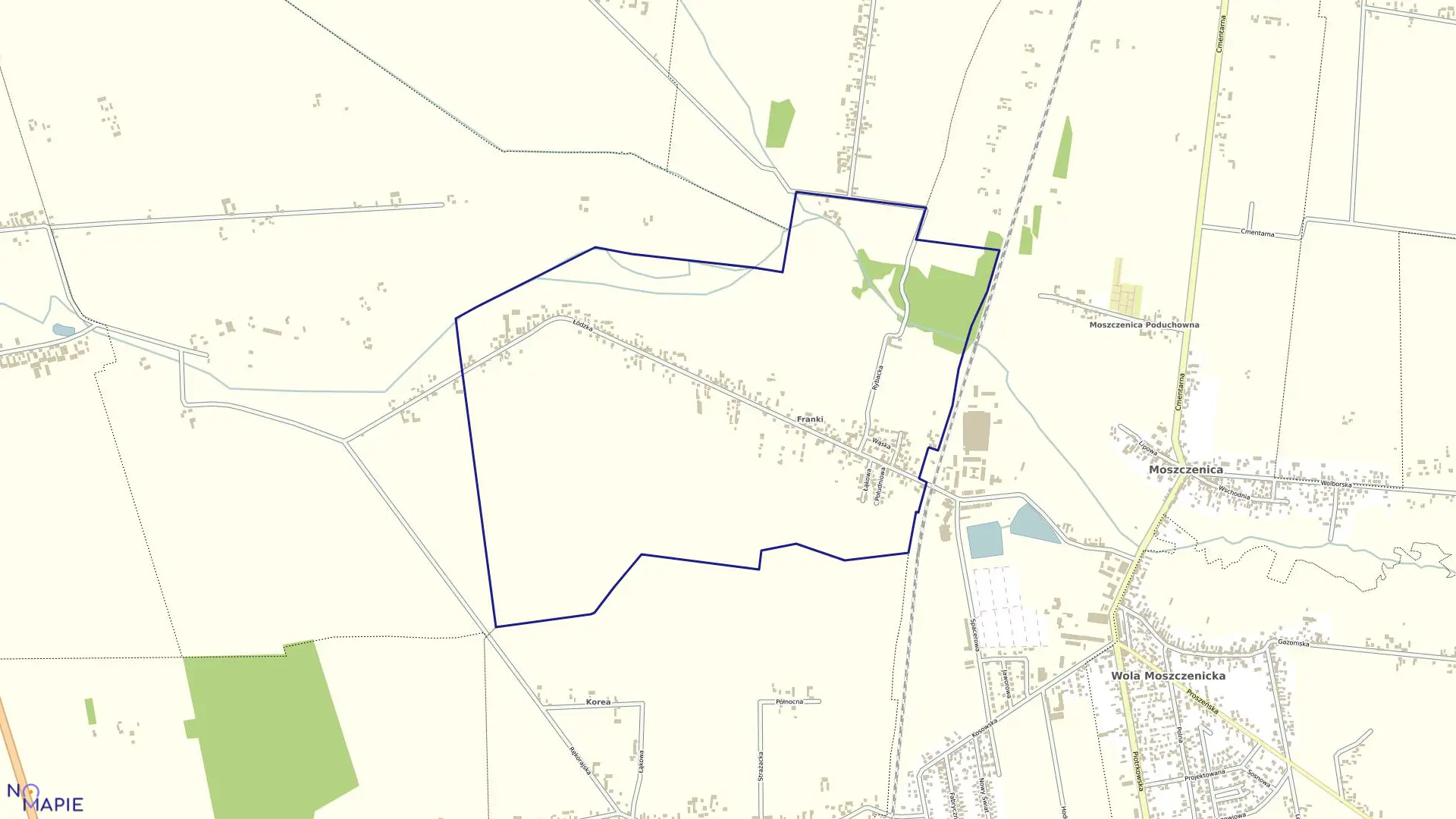 Mapa obrębu GAJKOWICE w gminie Moszczenica