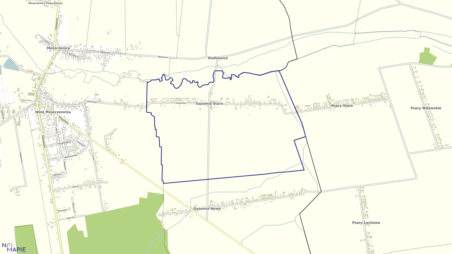 Mapa obrębu GAZOMIA STARA w gminie Moszczenica
