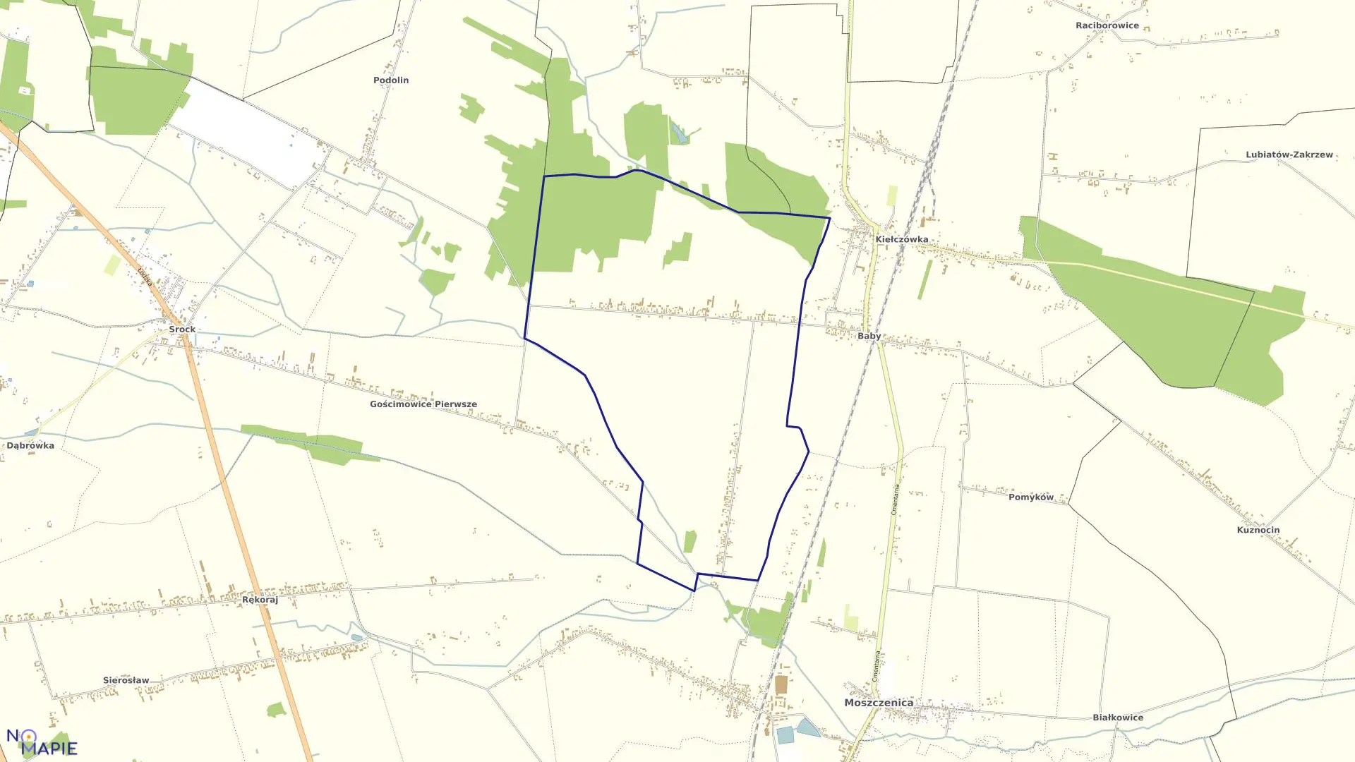 Mapa obrębu GOŚCIMOWICE I w gminie Moszczenica