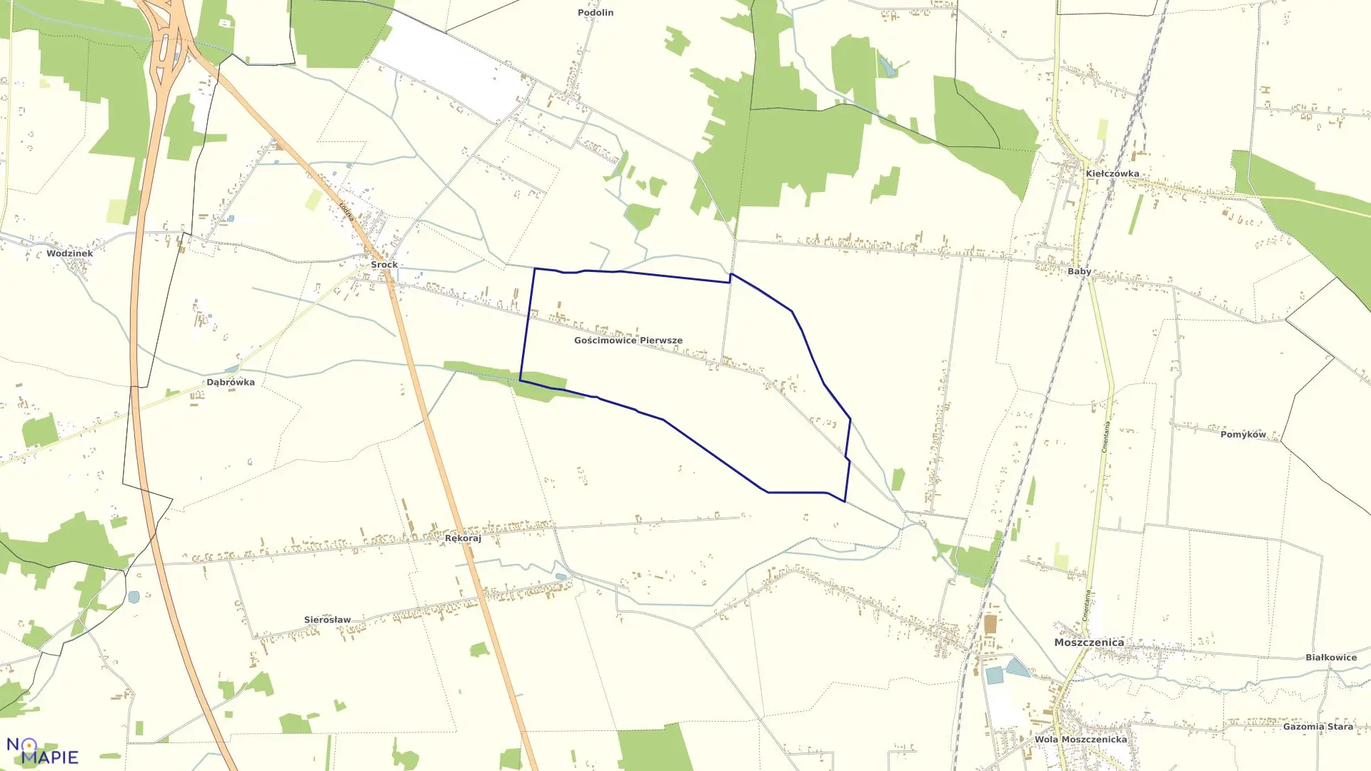 Mapa obrębu GOŚCIMOWICE II w gminie Moszczenica