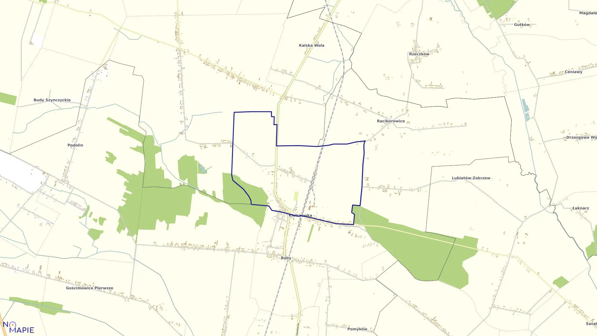 Mapa obrębu KIEŁCZÓWKA w gminie Moszczenica